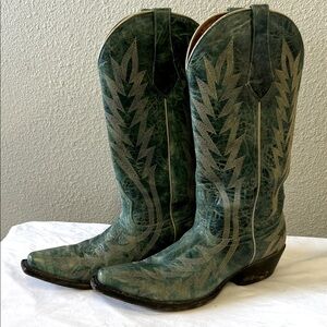 JOHNNY RINGO women’s turquoise/green western boots. Size 8 B.